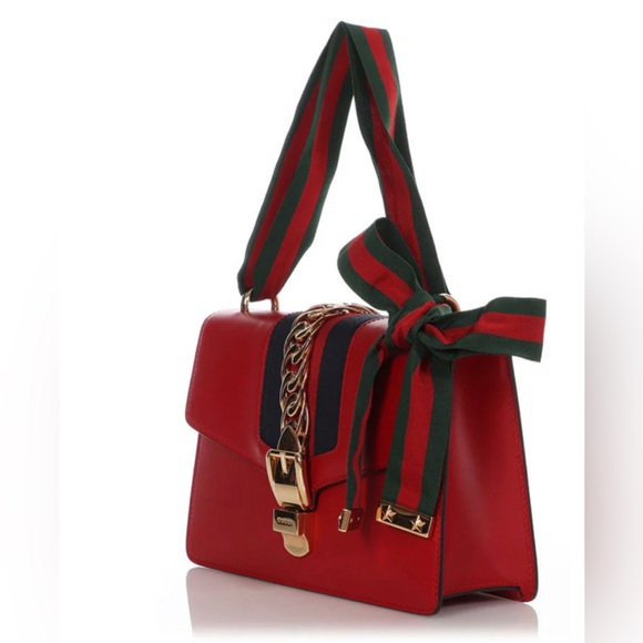 Gucci Red Leather Sylvie Shoulder Bag ✨LIKE NEW✨ - Picture 6 of 16